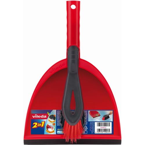 Vileda Dustpan with a 2-in-1 brush, red 141742