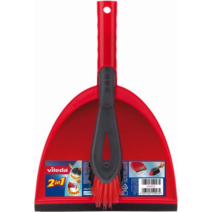 Scoops with a brush - Vileda Dustpan with a 2-in-1 brush, red 141742 - 