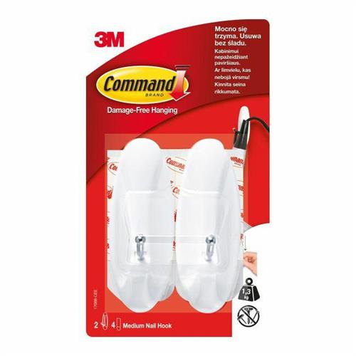 3M Command Hangers With Metal Handle 2 pcs Reusable White 17068