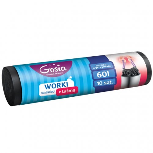 Gosia Garbage Bags With Tape 60l G A10 Black 4418