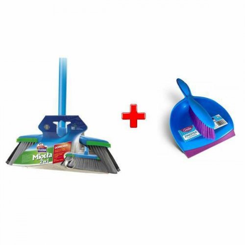 Gosia 2-in-1 broom set with bar and dustpan with blue brush