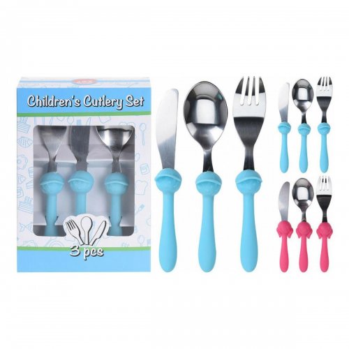 Steel and plastic cutlery for children 2 colors H.