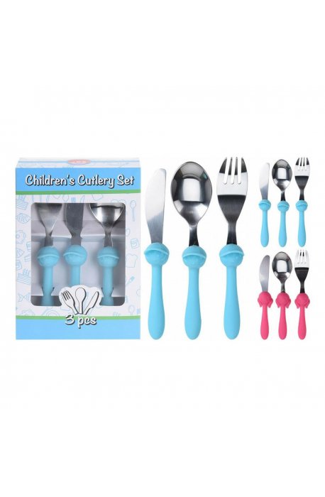 Cutlery - Steel and plastic cutlery for children 2 colors H. - 