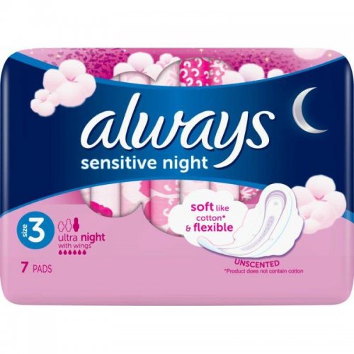 Always Sensitive Night Sanitary Napkins 7pcs Pink