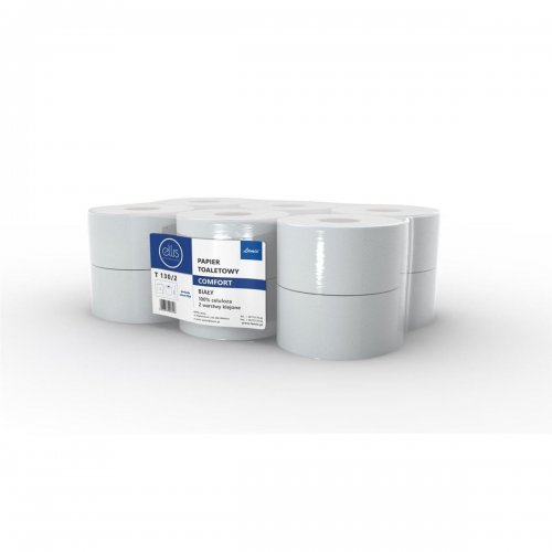 Jumbo White Toilet Paper Comfort T130 / 2 100% Cellulose