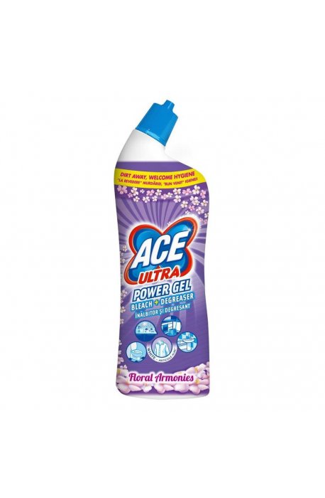 Fluids toilet or bathroom, baskets fragrances - Ace Ultra Toilet Gel 750ml Flowers Purple Procter Gamble - 