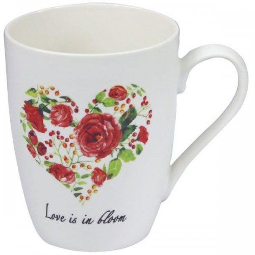 White Porcelain Mug With Rose 345ml 9483 CH