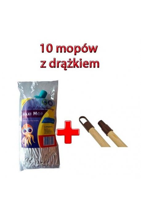 Cleaning kits - Set of 10 Maxi Mops + 10 Wooden Bars 130cm - 