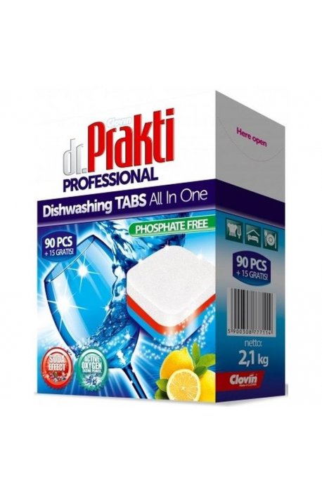 Tablets, salts, dishwasher rinse aid - Dr.Prakti Dishwasher Tablets 90 + 15pcs Clovin - 