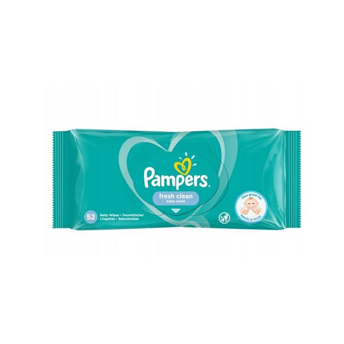 Wipes, sanitary towels - Chusteczki Nawilżone 52szt Pampers Fresh Clean - 