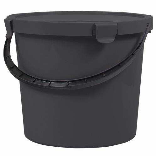 Bucket with lid gray 10l Berry 6079 Plast Team