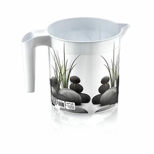 Kitchen container with measuring cup 1.4l, Elh stones pattern
