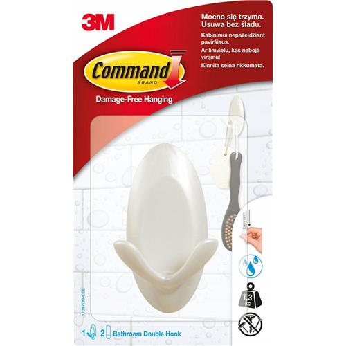 3M Command Double Bathroom Hook + 2 Medium Strips 17087QB-CEE
