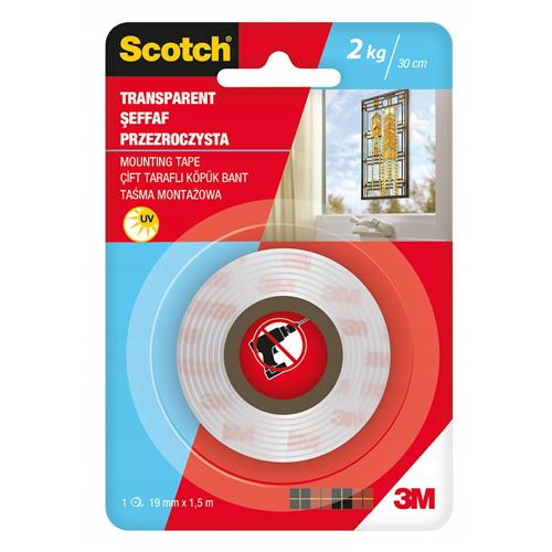 3M Scotch Brite Mounting Tape Transparent 19mm x 1.5m..
