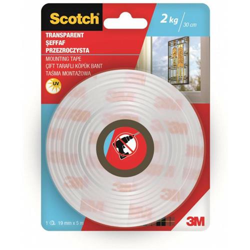 3M Scotch Brite Mounting Tape Transparent 19mm x 5m..
