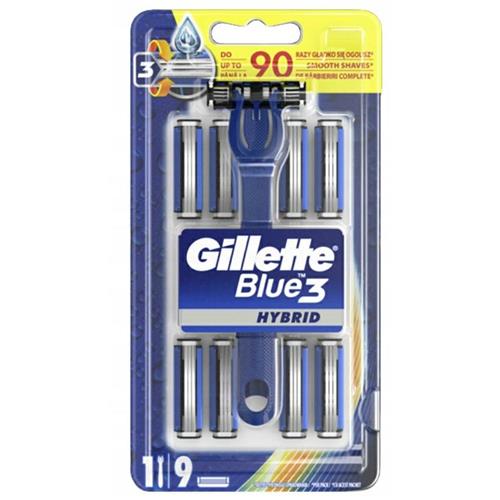 Gillette Blue 3 Hybrid Razor + 9 Cartridges..