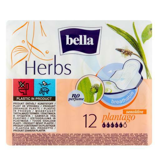 Bella Herbs Plantago Sensitive Sanitary Pads With Wings 12 pcs.